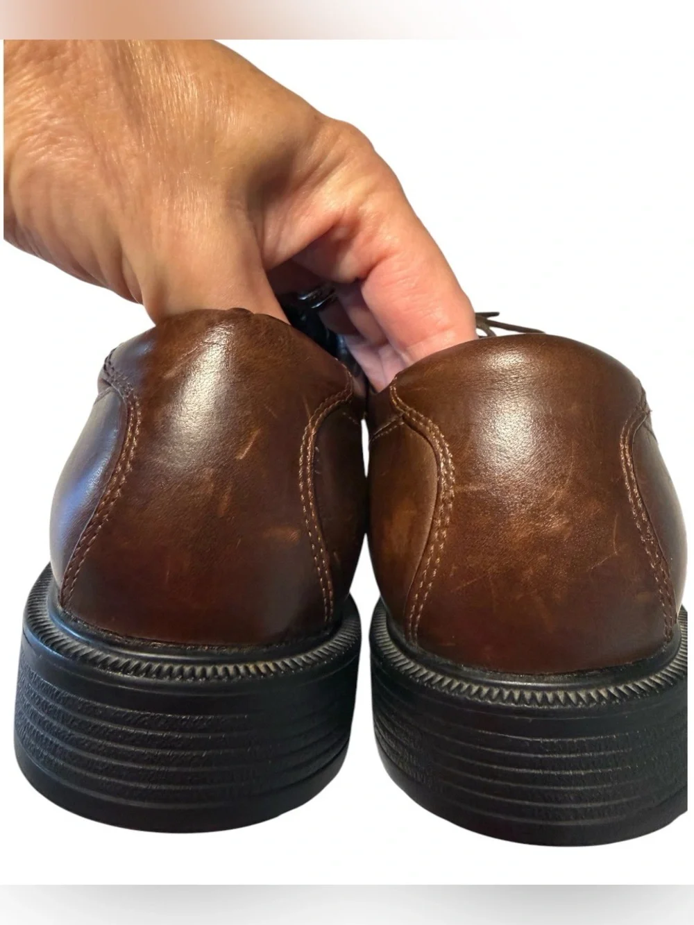 Rockport Men's Margin Dark Brown Leather Lace-Up Oxfords sz9.5W Dress Shoe